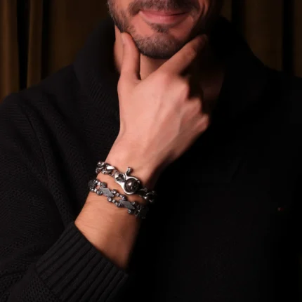 Kuru Kafa Detaylı Okside Gümüş Bileklik