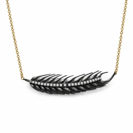 Buğday Başak Formlu Pırlanta Detaylı Altın Kolye