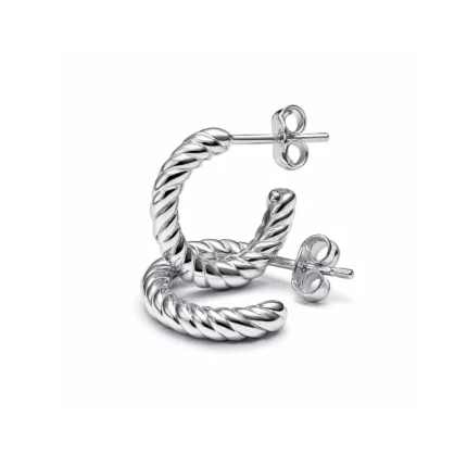 Burgu Tasarımlı Beyaz Altın Halka Küpe