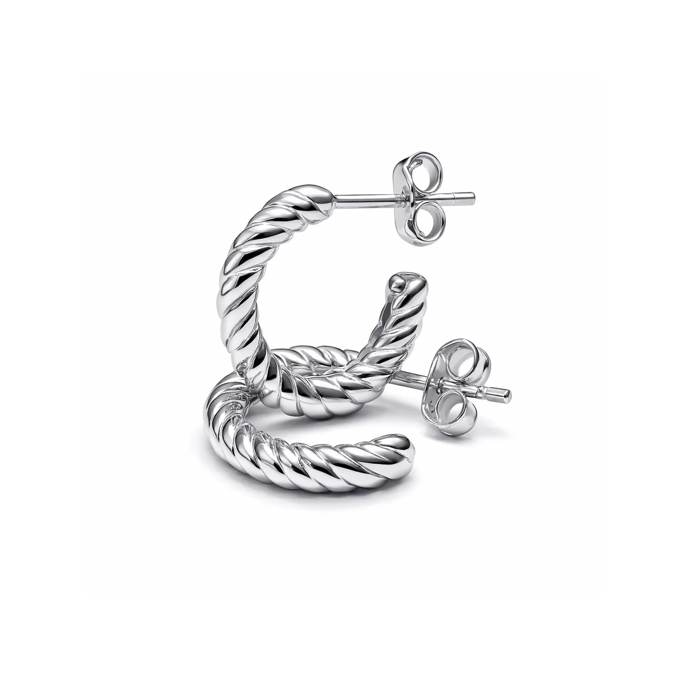 Burgu Tasarımlı Beyaz Altın Halka Küpe b Burgu Tasarımlı Beyaz Altın Halka Küpe - Görsel 1