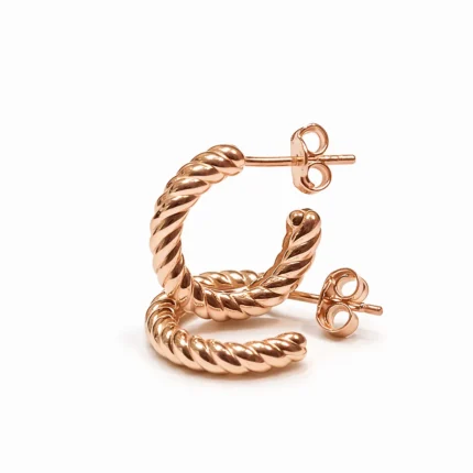 Burgu Tasarımlı Rose Altın Halka Küpe