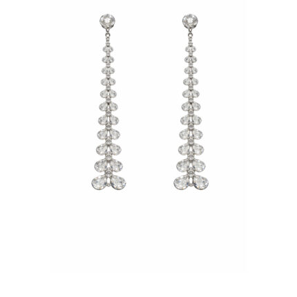 Damla ve Yuvarlak Kesim  Elmas ve Pırlantalı Uzun Sallantılı Küpe