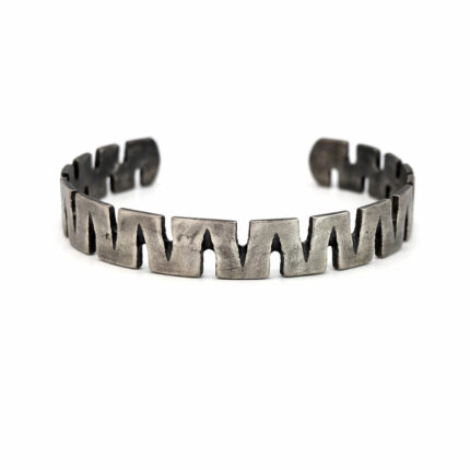 Geometrik Formlu Oksitli Gümüş Kelepçe Bileklik