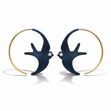 Kırlangıç Kuşu Tasarımlı Sallantılı Küpe