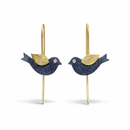 Kuş Motifli Tasarım Sallantılı Küpe