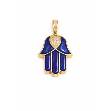 Lapis Taşlı Pırlanta Fatima Ana Eli Kolye