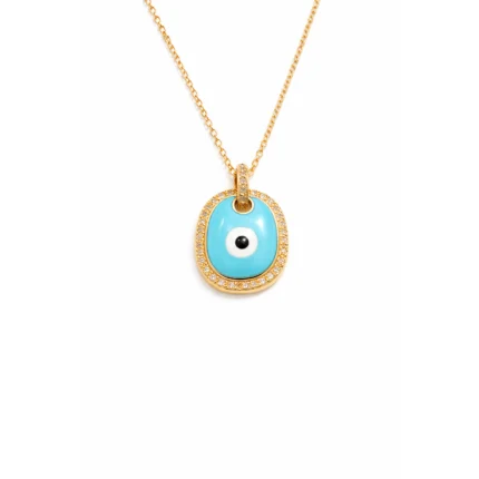 Mine Detaylı Sarı Altın Nazarlık Kolye