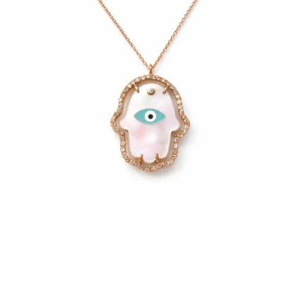 Nazar Gözlü Fatima Ana Eli Altın Kolye