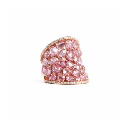 Pembe Safir Taşlı Rose Gold Tasarım Yüzük