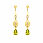 Peridot ve Pırlanta Detaylı Sallantılı Küpe