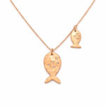 Pırlanta Detaylı Balık Figürlü Rose Altın Kolye