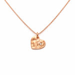 Pırlanta Detaylı Kalp Formlu Rose Altın Kolye
