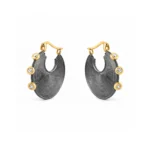 Pırlanta Detaylı Oksit Gümüş Altın Gasia Halka Küpe