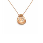 Pırlanta Detaylı Organik Form Rose Altın Kolye