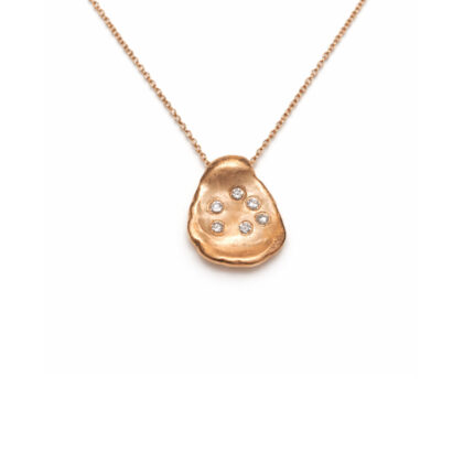 Pırlanta Detaylı Organik Form Rose Altın Kolye