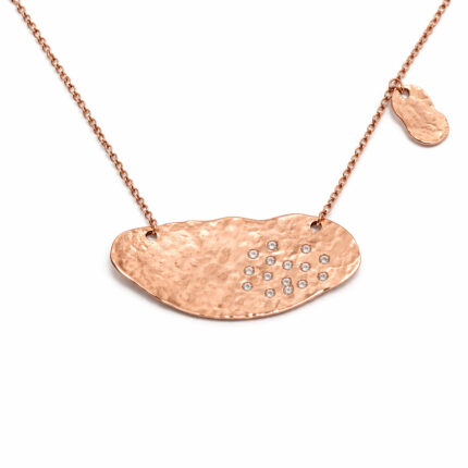 Pırlanta Detaylı Rose Altın Kolye