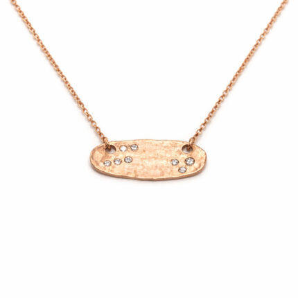 Pırlanta Detaylı Rose Altın Plaka Kolye