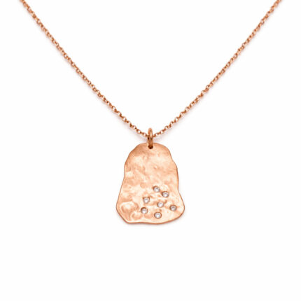 Pırlanta Detaylı Rose Altın Plaka Kolye