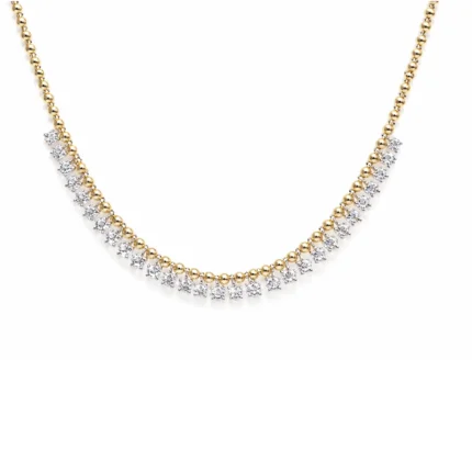 Pırlanta Sıralı Kolye – Boncuk Zincir Detaylı Zarif Tasarım