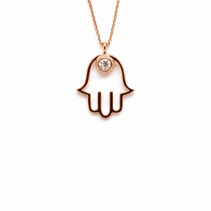 Pırlantalı Fatima Ana Eli Altın Kolye