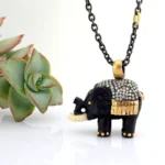 Pırlantalı Fil Figürlü Tasarım Altın Kolye - Görsel 2