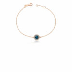 Rose Altın Bileklik London Blue Topaz ve Pırlanta Detaylı Minimal Tasarım