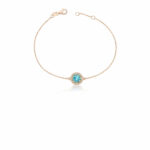 Rose Altın Bileklik Swiss Blue Topaz ve Pırlanta Detaylı Minimal Tasarım