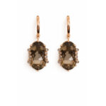 Smoky Quartz Taşlı, Pırlanta Detaylı Altın Küpe