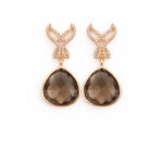 Smoky Topaz ve Pırlanta Taşlı Küpe