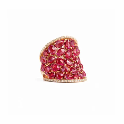 Yakut Taşlı Rose Gold Tasarım Yüzük