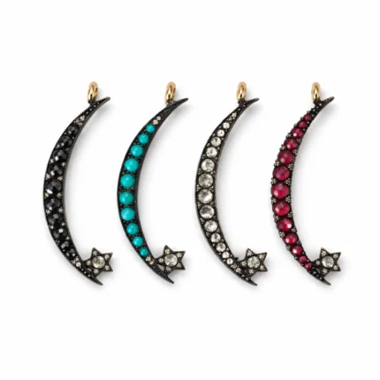 Yıldızlı Hilal Taşlı Kolye Ucu