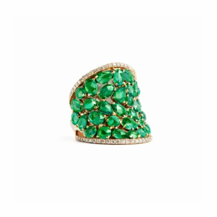 Zümrüt Taşlı Rose Gold Tasarım Yüzük