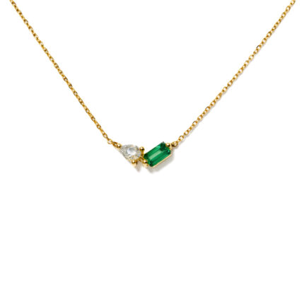 Zümrüt ve Pırlanta Detaylı Altın Zincir Kolye