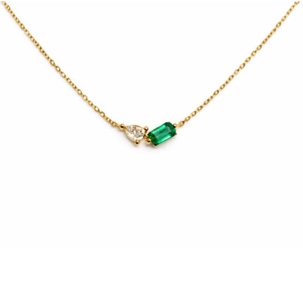 Zümrüt ve Pırlanta Taşlı Altın Kolye