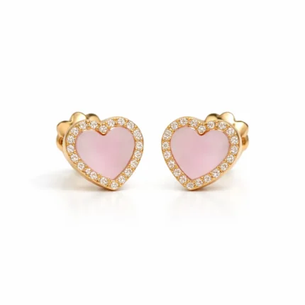 Kalp kesim pembe sadefli küpe