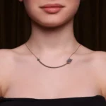 Pırlanta Detaylı Ok Tasarımlı oksitli Altın-gümüş Kolye