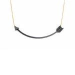 Pırlanta Detaylı Ok Tasarımlı oksitli Altın-gümüş Kolye - Görsel 2