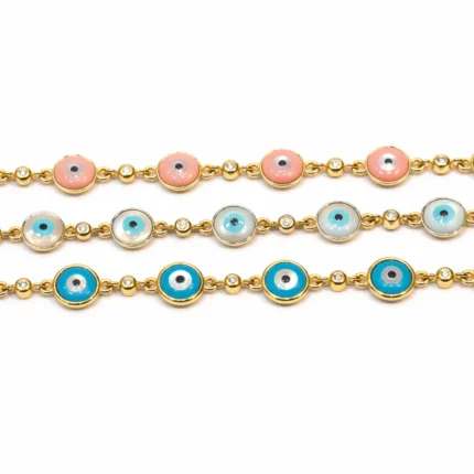 3’lü Nazar Boncuk Detaylı Altın Bileklik