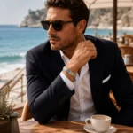 Akuamarin Taşlı 24 Ayar Altın & Pırlanta Detaylı Bileklik - Image 2