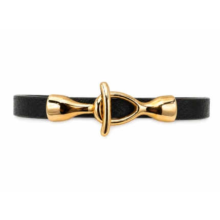 Altın Tokalı Deri Bilezik