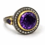 Ametist Taşlı Pırlanta Detaylı Tasarım Yüzük