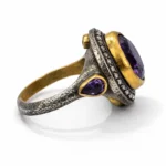 Ametist Taşlı Pırlanta Detaylı Tasarım Yüzük - Görsel 2