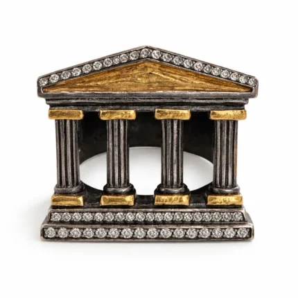 Antik Tapınak Formlu Tam Pırlanta Tasarım Yüzük