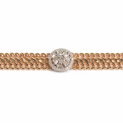 Baget Pırlanta Detaylı Altın Zincir Bileklik