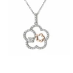 Çiçek Formlu Pırlanta Beyaz ve Rose Gold Kolye