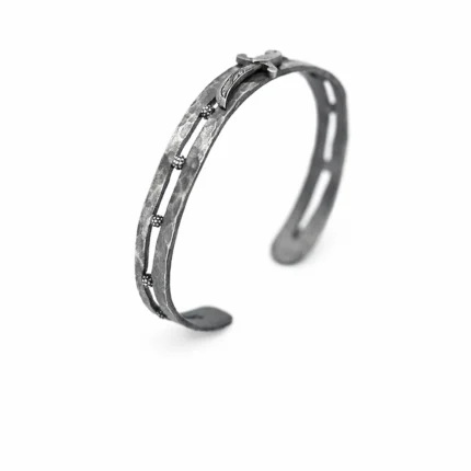 El İşçiliği Oksitli Gümüş Kelepçe Bileklik