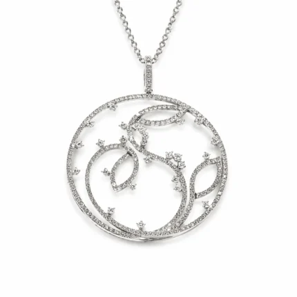 Elma Motifli Pırlanta Taşlı Zarif Beyaz Altın Kolye