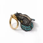 Fil Formlu Turkuaz ve Pırlanta Detaylı Tasarım Yüzük - Görsel 2