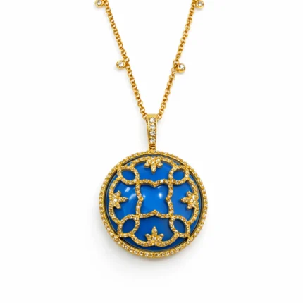 Firuze ve Pırlanta Detaylı Altın Kolye