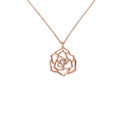 Gül Figürlü Pırlanta Rose Gold Kolye